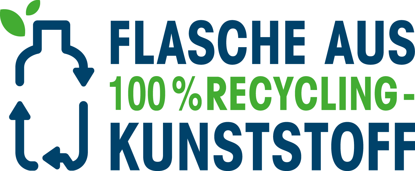 Flasche aus 100% Recycling-Kunststoff